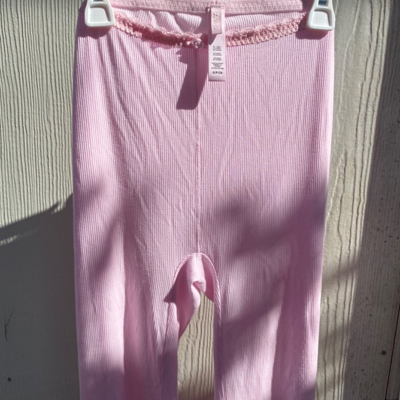 Skims lounge pant lace trim pink ribbed size small - Picture 6 of 12